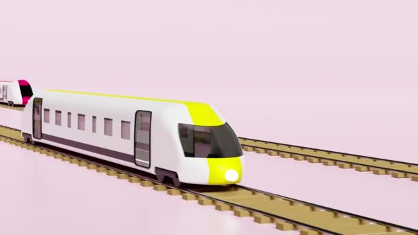 Animation Bullet Train Cartoon Railroad Tracks Sky Train Transport Toy — Stok video