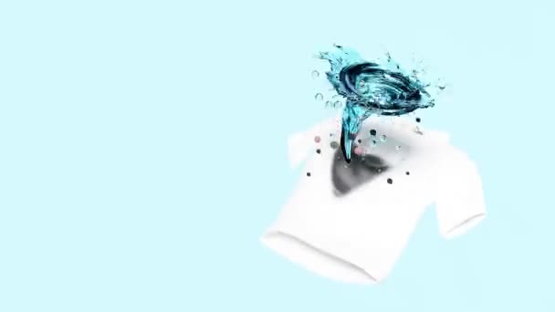 Shirt Show Waschen Mit Whirlpool Wirbel Wasser Das Sich Auf — Stockvideo