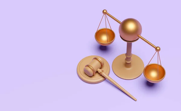 3d judge gavel, wooden hammer auction with stand, justice scales icon isolated on blue background. law, justice system symbol concept, 3d render illustration, clipping path