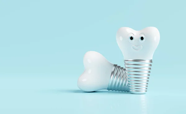 Implante Dentário Isolado Fundo Azul Renderizar Ilustração Recorte Caminho — Fotografia de Stock