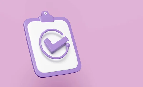 Púrpura Icono Papel Lista Aislado Sobre Fondo Rosa Marcas Verificación —  Fotos de Stock