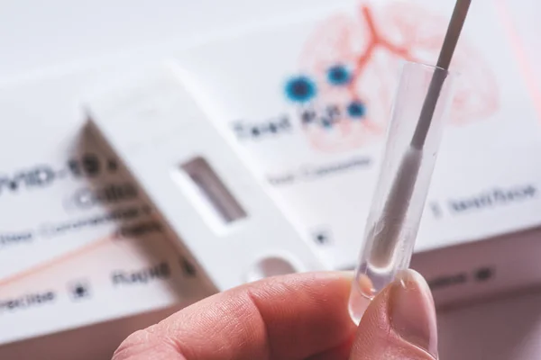 Covid Antigeen Testkit Één Stap Coronavirus Antigeen Snelle Test Speeksel — Stockfoto
