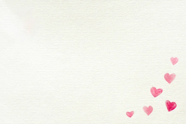 Fondo Amor Con Corazones Pintados Esquina Inferior Derecha Papel Blanco — Foto de Stock