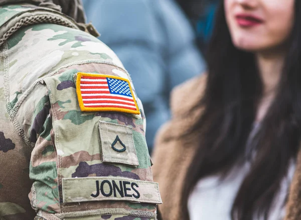 Egyesült Államok Tengerészgyalogságának Zászlaja Usa Vagy Usa Hadserege Egy Katona — Stock Fotó