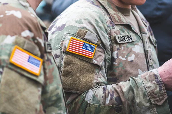 Zászló Egyesült Államok Tengerészgyalogsága Usa Vagy Egyesült Államok Hadserege Katonák — Stock Fotó