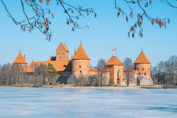 Castelo Medieval Trakai Vilnius Lituânia Europa Oriental Localizado Entre Belos — Fotografia de Stock