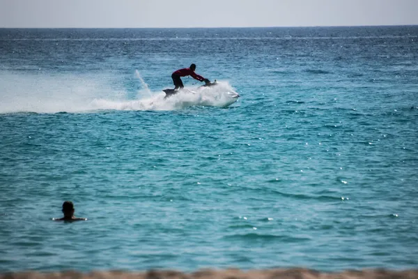 Mar Dei Caraibi Visto Cancun Con Acque Turchesi Limpide Scooter — Foto Stock