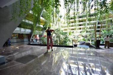 Cancun, Hotel Area, plajlar, deniz, yüzme havuzları, palmiye ağaçları, tropikal bitki örtüsü Meksika Körfezi kıyısında en az 15 ila en fazla 35 derece sıcaklıkta tropikal iklimi olan bir spa merkezidir.