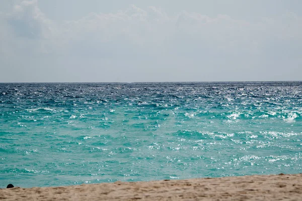 Karibské Moře Viděné Cancúnu Čistou Tyrkysovou Vodou Skútry Nebo Katamarány — Stock fotografie