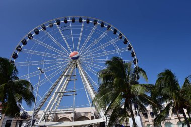 Cancun, Hotel Area, plajlar, deniz, yüzme havuzları, palmiye ağaçları, tropikal bitki örtüsü Meksika Körfezi kıyısında en az 15 ila en fazla 35 derece sıcaklıkta tropikal iklimi olan bir spa merkezidir.