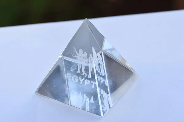 Souvenir Cristal Représentant Les Pyramides Gizeh Telles Elles Ont Été — Photo