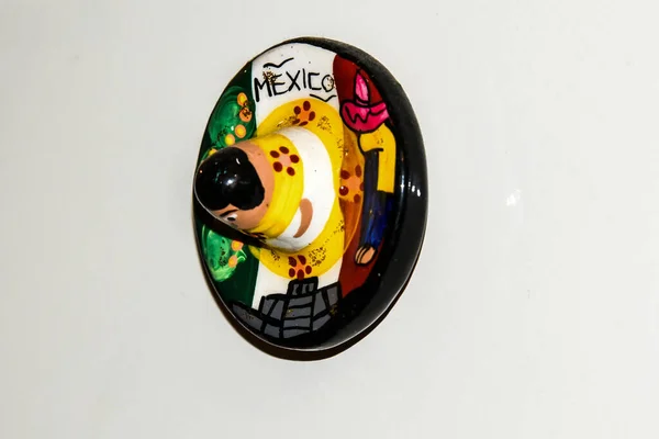 Souvenir Representing Magnet Sombrero Mexico Souvenir Representing Brightly Colored Glass — Stock Photo, Image