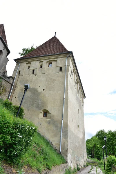 Une Tour Forteresse Sighisoara Entourée Mur Construite Pour Protéger Ville — Photo