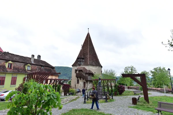 Věž Pevnosti Sighisoara Obklopená Zdí Postavená Ochranu Města Před Tureckými — Stock fotografie