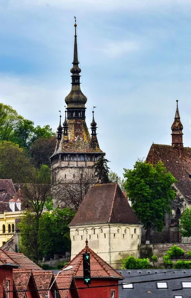 Torre Relógio Sighisoara Portão Principal Fortaleza Maior Das Torres Defesa — Fotografia de Stock