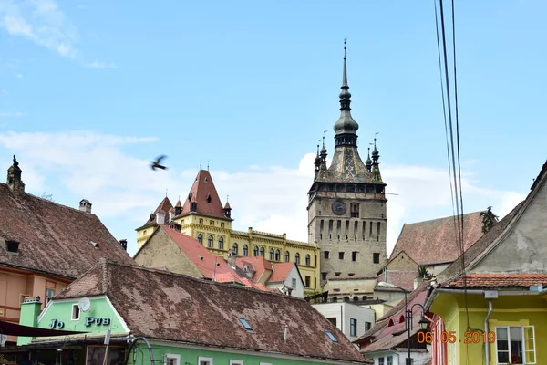 Torre Dell Orologio Sighisoara Porta Principale Della Fortezza Più Grande — Foto Stock