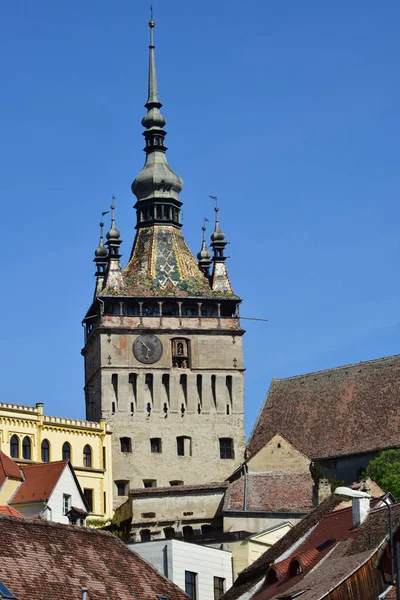 Klocktornet Sighisoara Huvudporten Till Fästningen Och Den Största Försvarstornen Som — Stockfoto