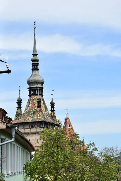 Torre Del Reloj Sighisoara Puerta Principal Fortaleza Más Grande Las — Foto de Stock