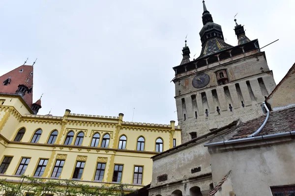 Klocktornet Sighisoara Huvudporten Till Fästningen Och Den Största Försvarstornen Som — Stockfoto