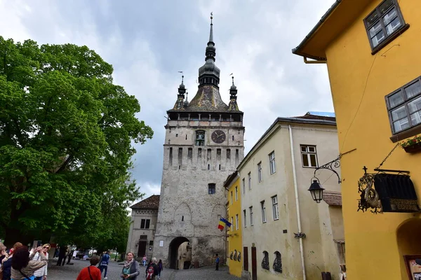 Torre Dell Orologio Sighisoara Porta Principale Della Fortezza Più Grande — Foto Stock