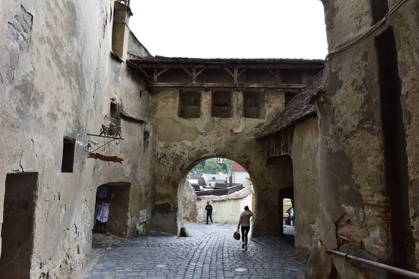 Klocktornet Sighisoara Huvudporten Till Fästningen Och Den Största Försvarstornen Som — Stockfoto