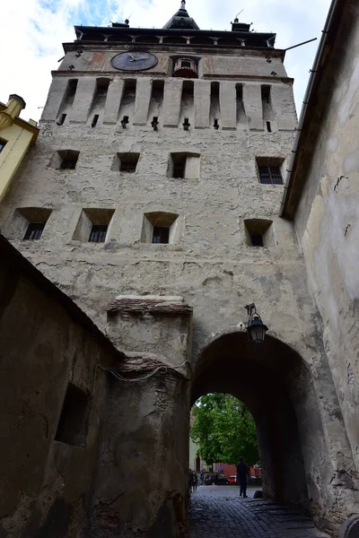 Hodinová Věž Sighisoara Hlavní Bránou Pevnosti Největší Obranných Věží Které — Stock fotografie