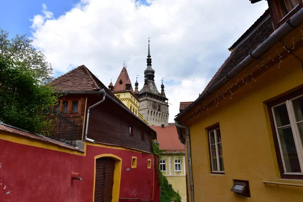 Klocktornet Sighisoara Huvudporten Till Fästningen Och Den Största Försvarstornen Som — Stockfoto