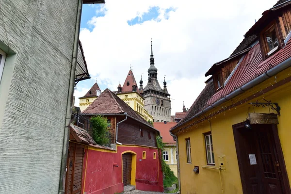 Klocktornet Sighisoara Huvudporten Till Fästningen Och Den Största Försvarstornen Som — Stockfoto