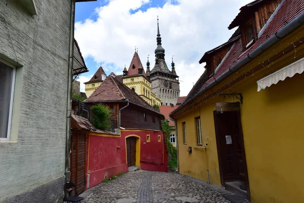 Hodinová Věž Sighisoara Hlavní Bránou Pevnosti Největší Obranných Věží Které — Stock fotografie