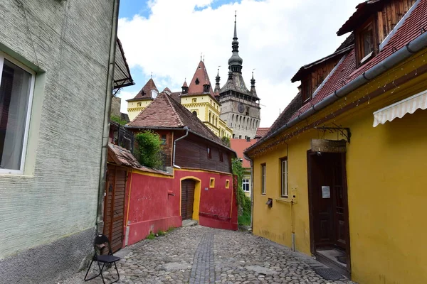 Tour Horloge Sighisoara Est Porte Principale Forteresse Grande Des Tours — Photo