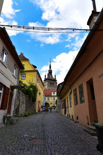 Hodinová Věž Sighisoara Hlavní Bránou Pevnosti Největší Obranných Věží Které — Stock fotografie