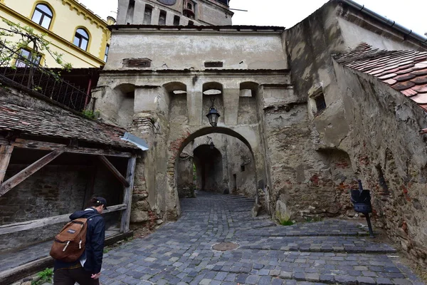 Torre Del Reloj Sighisoara Puerta Principal Fortaleza Más Grande Las —  Fotos de Stock