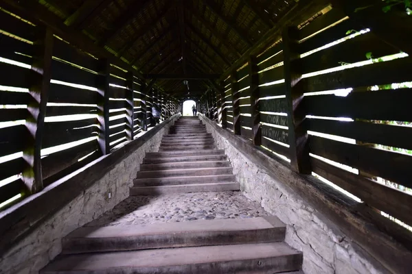 Escalier Couvert Sighisoara Également Connu Sous Nom Escalier École Mène — Photo