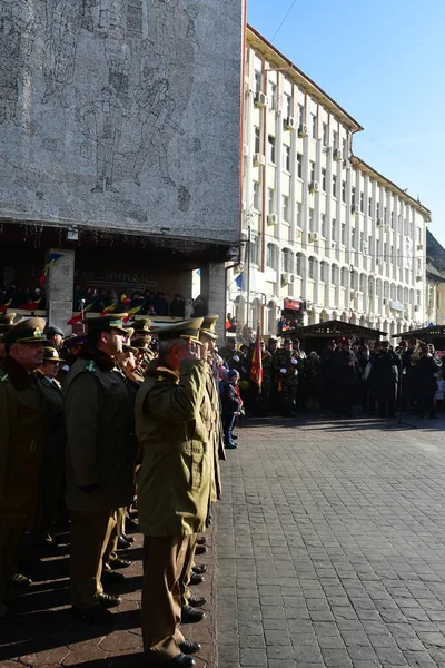 Rumunský Národní Den Průvod Targu Jiu Vojáky Rumunské Armády Pozemních — Stock fotografie
