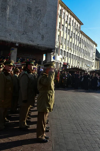 Rumunský Národní Den Průvod Targu Jiu Vojáky Rumunské Armády Pozemních — Stock fotografie