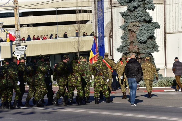 Romania National Day Parade Targu Jiu Soldiers Romanian Army Ground — Stock Photo, Image