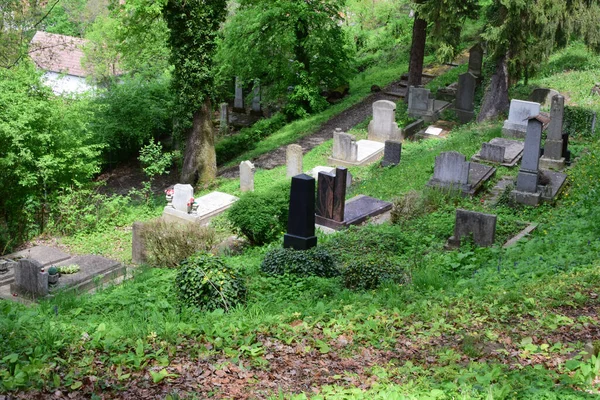 Kirkegård Bakken Det Turistattraktion Grund Gamle Gravsten Men Også Placering - Stock-foto