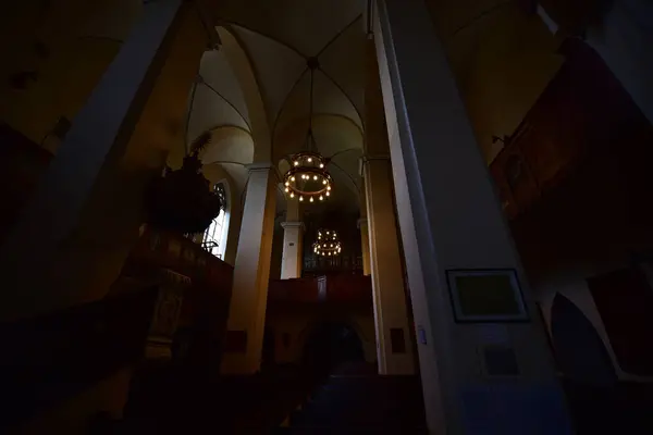 Inne Den Katolska Kyrkan Från Sighisoara Med Orgel Valv Romerska — Stockfoto