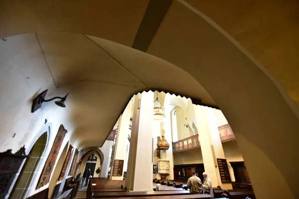 Inne Den Katolska Kyrkan Från Sighisoara Med Orgel Valv Romerska — Stockfoto