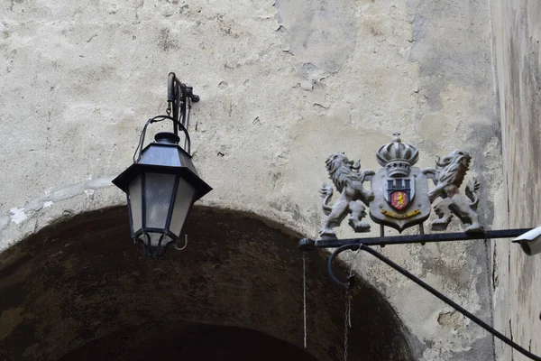 Lanterne Médiévale Sighisoara Est Dispositif Éclairage Portable Fixe Muni Globe — Photo