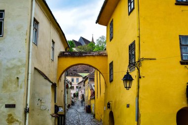 Romen ortaçağ mimari tarzı yarı dairesel kemerler, güçlendirilmiş duvarlar, mazgallı duvarlar, ahşap kepenkli pencereler, levrek yatakları, diğer kabartmalar, kale veya şehir arması ile karakterize ediliyor