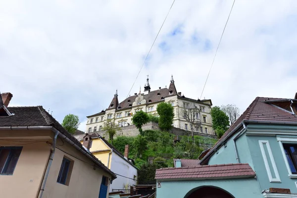 Μεσαιωνικά Κτίρια Στο Φρούριο Της Sighisoara Είναι Κοσμικά Σπίτια Ιστορικά — Φωτογραφία Αρχείου