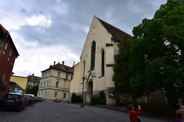 Edifícios Medievais Fortaleza Sighisoara São Casas Seculares Monumentos Históricos Cada — Fotografia de Stock