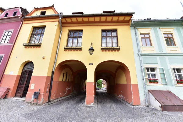 Die Mittelalterlichen Gebäude Der Festung Von Sighisoara Sind Weltliche Häuser — Stockfoto