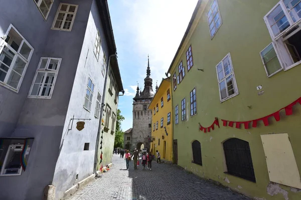 Edifícios Medievais Fortaleza Sighisoara São Casas Seculares Monumentos Históricos Cada — Fotografia de Stock