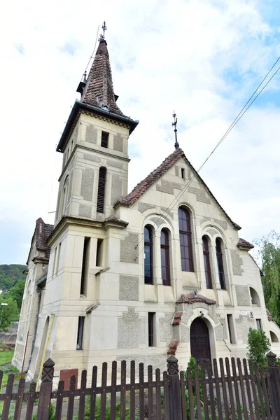 Den Katolske Kirke Sighisoara Bygget Eklektisk Stil Inspireret Italiensk Arkitektur - Stock-foto