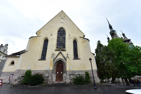 Katholieke Kerk Citadel Van Sighisoara Gebouwd Een Eclectische Stijl Geïnspireerd — Stockfoto