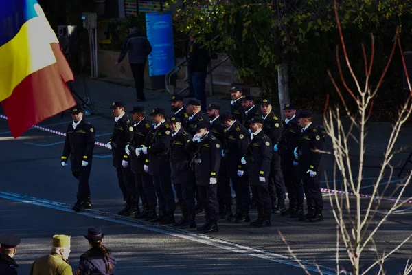 Romania National Day Parade Targu Jiu Soldiers Romanian Gendarmerie Equipped — Stock Photo, Image