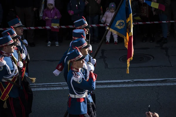 Parata Nazionale Della Romania Targu Jiu Con Soldati Della Gendarmeria — Foto Stock