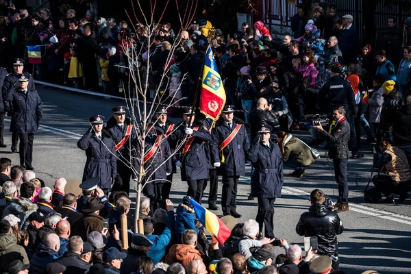 Parata Nazionale Della Romania Targu Jiu Con Soldati Della Gendarmeria — Foto Stock